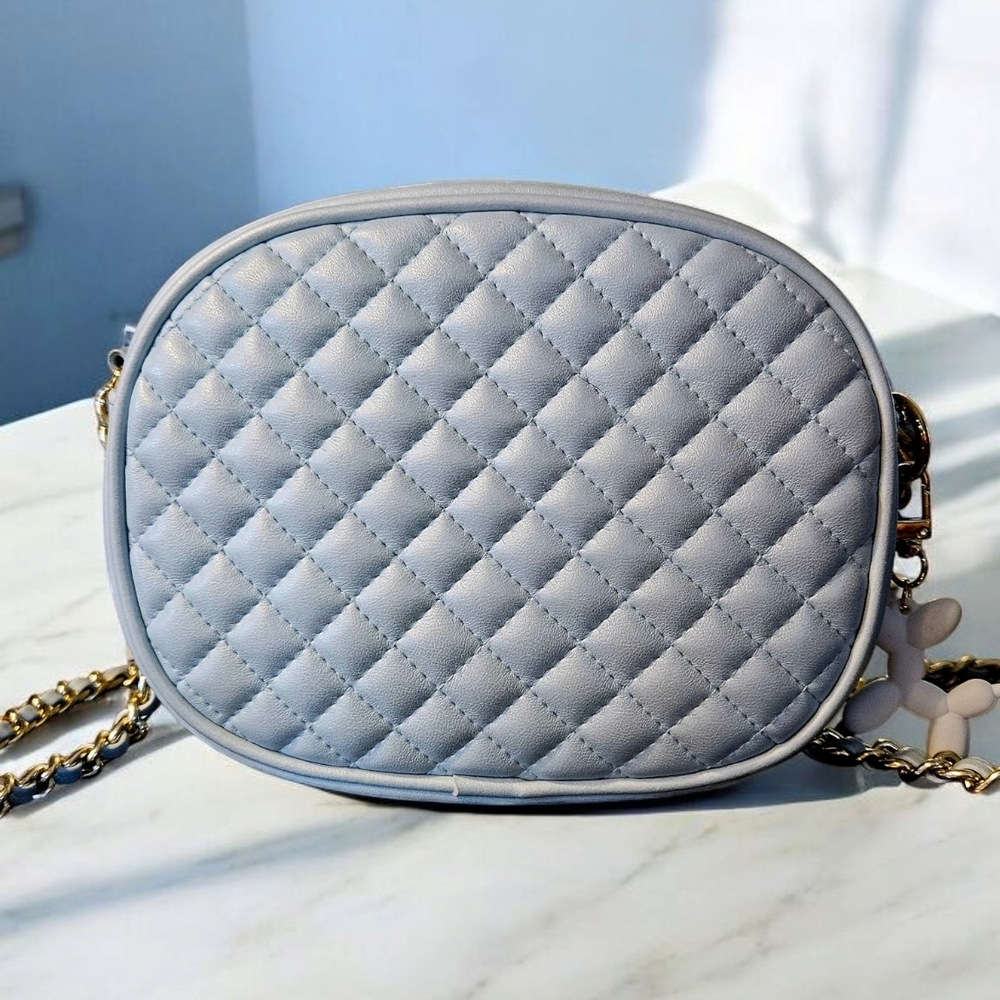 SALE!! Quilted Aqua Blue Crossbody Bag by Lord and Taylor - Picture 7 of 7
